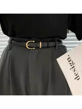 Ремень тонкий женский, черный