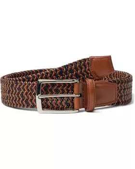 Ремень Torino Leather Co. 35 mm Italian Braided Stretch Leather Cording, цвет Navy/Tan