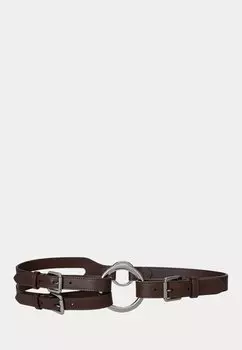 Ремень TRI STRAP O RING LEATHER BELT Lauren Ralph Lauren, темно-коричневый