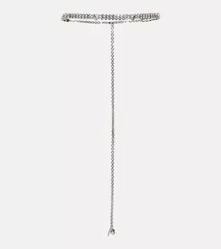 Ремень, украшенный кристаллами Alessandra Rich, серебро