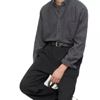 Ремень Uniqlo Italian Leather Vintage Style, черный