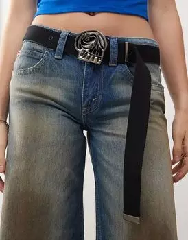 Ремень унисекс с металлической пряжкой в виде черепа черного цвета Cheap Monday