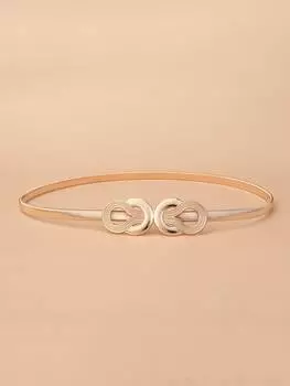 Ремень узкий с металлической пряжкой, золотой