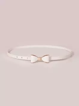 Ремень узкий с пряжкой и бантом, белый