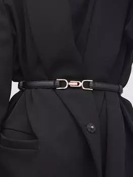 Ремень узкий женский, черный