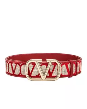 Ремень Valentino Garavani 40 V Logo Toile Iconographe Blet, цвет Naturale & Rosso