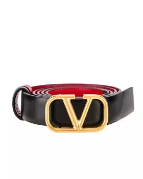 Ремень Valentino Garavani Logo, цвет Nero & Rouge Pur
