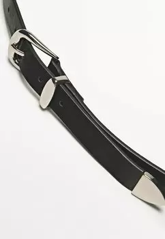 Ремень WITH STUD DETAILS Massimo Dutti, черный