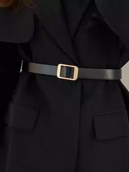 Ремень женский без отверстий, черный