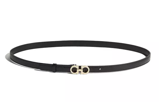Ремень женский FERRAGAMO из коровьей кожи черного цвета, ширина 1,5 см