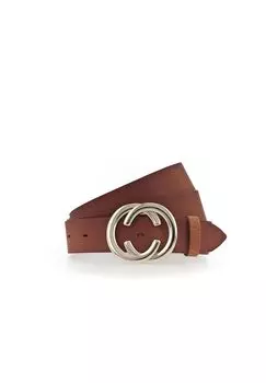 Ремень женский - кожаный, двойная застежка, однотонный Vanzetti, коричневый