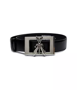 Ремень женский Patrizia Pepe кожаный с логотипом на пряжке, черный