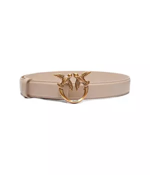 Ремень женский Pinko кожаный, бежевый