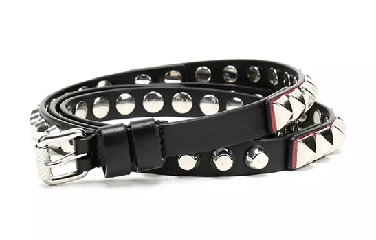 Ремень женский Prada кожаный, черный / красный