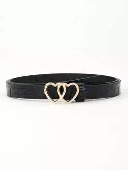 Ремень женский с двойной пряжкой, черный