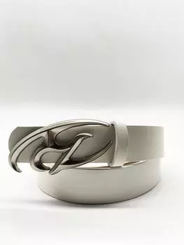 Ремень женский с геометрической пряжкой, белый