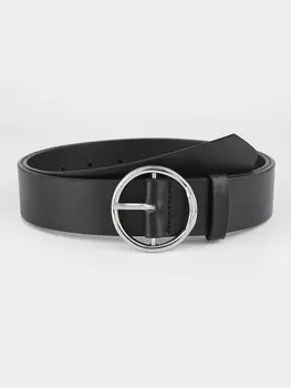Ремень женский с круглой пряжкой, черный