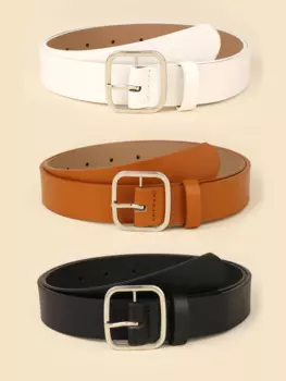 Ремень женский с квадратной пряжкой, 3 штуки