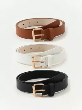 Ремень женский с квадратной пряжкой, 3 штуки