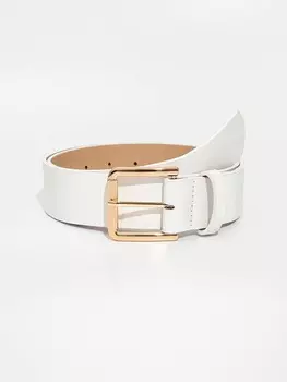 Ремень женский с квадратной пряжкой, белый