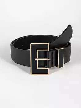 Ремень женский с квадратной пряжкой, черный