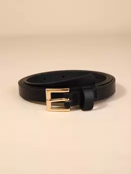 Ремень женский с квадратной пряжкой, черный