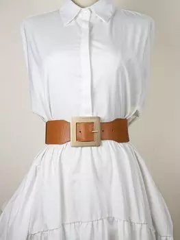 Ремень женский с квадратной пряжкой, песочный