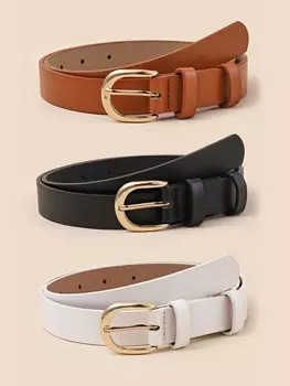 Ремень женский с металлической пряжкой, 3 штуки