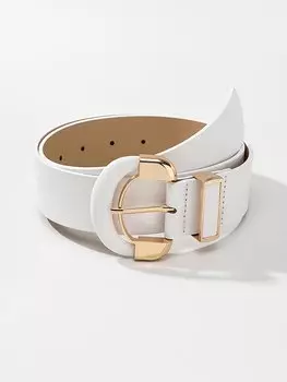 Ремень женский с металлической пряжкой, белый