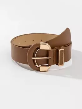 Ремень женский с металлической пряжкой, коричневый