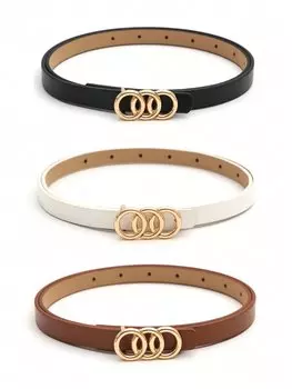 Ремень женский с пряжкой, 3 штуки