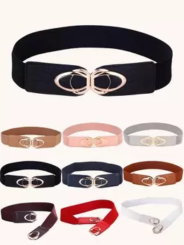 Ремень женский с симметричной пряжкой, черный