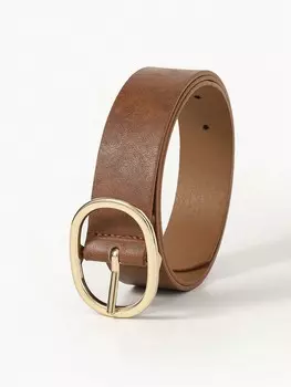 Ремень женский с золотой пряжкой, коричневый