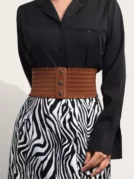 Ремень женский широкий, коричневый