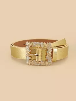 Ремень женский со стразами, золотой