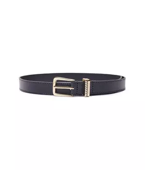 Ремень женский Tommy Hilfiger кожаный с золотой пряжкой, синий