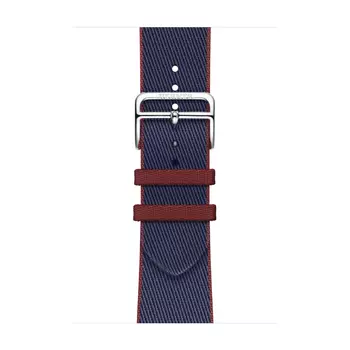 Ремешок для часов Apple Hermes 45 мм, Twill Jump Single Tour, Navy/Rouge H