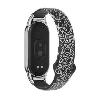 Ремешок для часов Xiaomi, совместимый с силиконовым материалом IBOANN, Graffiti Red White