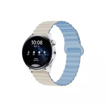 Ремешок для Huawei Honor, совместимый с силиконовым материалом, 195 мм IBOANN, Milk Tea & Rock White