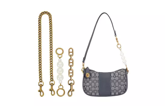 Ремешок для сумки Coach из сплава, унисекс, золотистый оттенок Lan Bao Fan, Antique Gold (Pig Nose Extender Chain+Chain+Pearl Extender Chain)