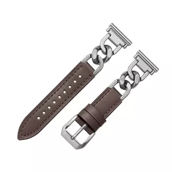 Ремешок из кожи, совместимый с Huawei, 192 мм IBOANN, Chain belt - white