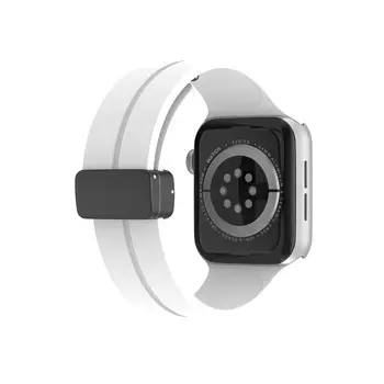 Ремешок из силикона, совместимый с Apple, циферблат 160 мм 46 Akkerds, GreenSilicone folding magnetic buckle