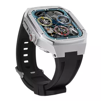 Ремешок из силиконового материала, совместимый с Apple Wepro, Silver case + yellow strap