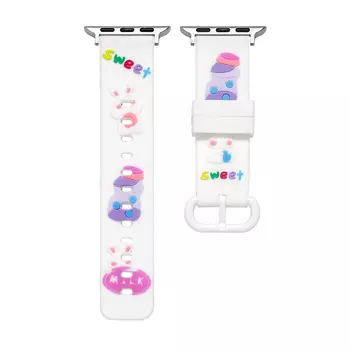 Ремешок из силиконового материала, совместимый с Apple IBOANN, Cartoon silicone strap - blueberry rabbit white