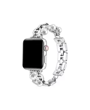 Ремешок Luna Faux Pearl для Apple Watch 40,41,42 мм Posh Tech, серебряный