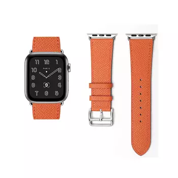 Ремешок, совместимый с Apple, из натуральной кожи Wepro, Indigo-white-orange - single pin buckle