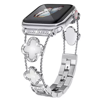 Ремешок совместимый с Apple, металлический, 14,5 см, 22 см, 42 см, 49 мм IBOANN, Gold & White