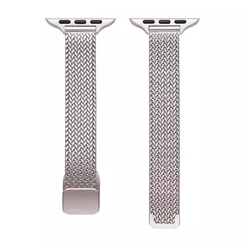 Ремешок, совместимый с Apple, нержавеющая сталь, 206 мм IBOANN, Folding Clasp Heart Pattern Mesh Bag-Pink