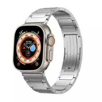 Ремешок, совместимый с Apple, титановый материал, 49 мм Biaodaige, One bead large grain all-titanium strap - black