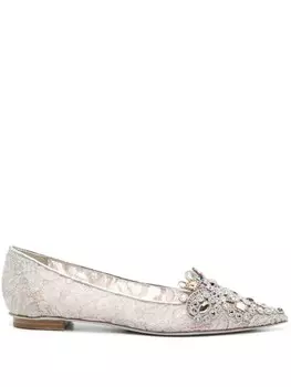 Ren Caovilla балетки Cinderella с кристаллами, серый